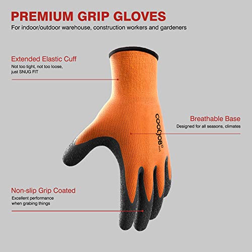COOLJOB Work Gloves for Men & Women, 3 works Non-slip Crinkle Latex Gardening Gloves with Firm Grip - Image 2