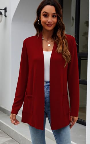 Image of Newchoice Womens Lightweight Long Sleeve Cardigans with Pockets Summer Casual Open Front Sweater Cardigan Duster
