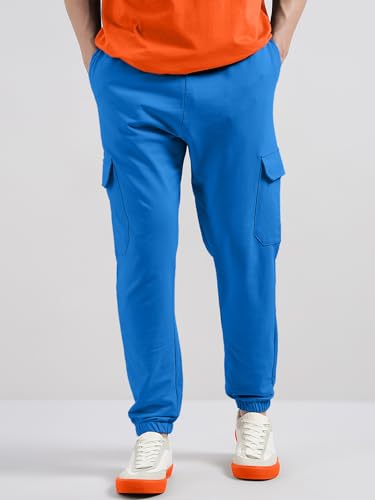 Image of Veirdo 100% Pure Cotton Regular Fit Mid Rise Trackpants with Side Pocket for Men & Boys