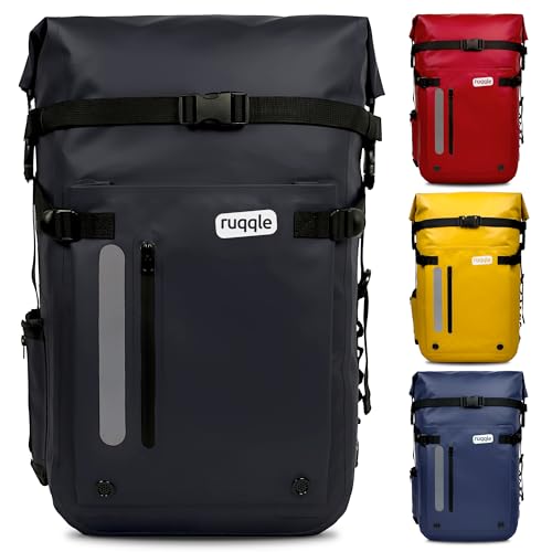 Ruqqle Wasserdichter Rucksack, vielseitig, wasserdicht Tasche, Dry Bag 20/30/45 l, mit 3 Außentaschen, komfortabel, RollTop, Strand, Boot, Kanu, Paddel, Kajak, Wandern, Camping, Angeln, Motorrad