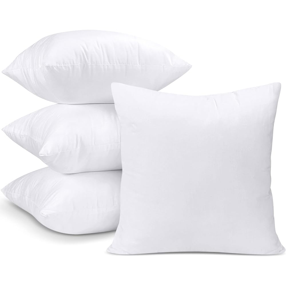 Lancashire Bedding Pack Of 4 Polycotton Cushion Pads – Bounce Back Hollowfibre Cushion Inserts – Hypoallergenic, Soft & Supportive – Made In Britain Bed Pillow, 50 Cm X 50 Cm (20" X 20")