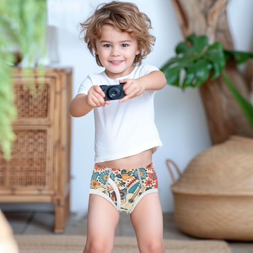 visesunny Boys Cotton Underwear Bohemian Guitar Hand Painted Plant Printed Toddler Soft Training Briefs Size 2T-8Y for Kids3