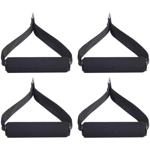 BESPORTBLE 4er Set Fitness-Griff Kabelzug Griffe Einhandgriff D-Ring Pull Schaumstoff-Griff Equipment für Yoga Pilates Fitness Kraft Training Heimtraining Übungs Bänder Schwarz