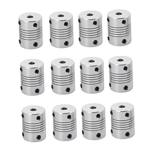 JEWEDECO 12pcs Aluminum Alloy Flexible Shaft Couplings Stepper Motor Coupler for Printer Cnc Machine