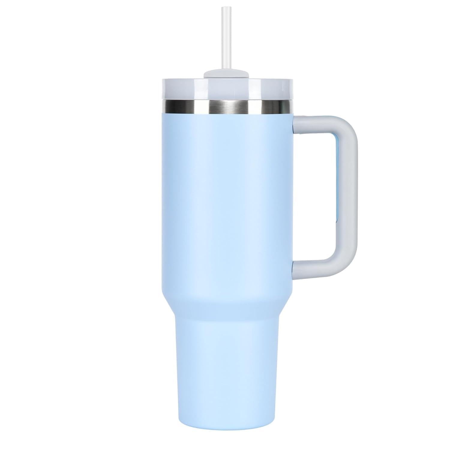 Arya PACKAGING Tumbler with Straw Travel Mug Coffee Cup 40oz Lid and Handle, Stainless Steel Double Wall Vacuum Insulated Water Bottle for Hot Cold Drinks 1180ml (Blue)