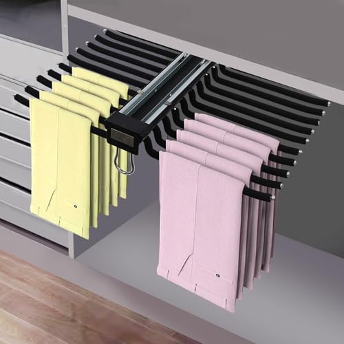Porte Pantalon Coulissant à 22 Tiges Extensible Antidérapant Cintres Porte Pantalon Dressing économise De l'espace,pour Armoire, Buanderie, Zone De Stockage (Noir)