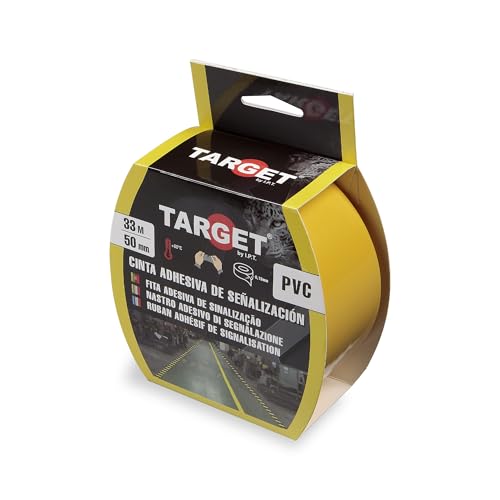 TARGET - Cinta de Señalización Adhesiva | Para Marcaje de Suelos y Objetos, Advertecia de Seguridad (AMARILLO, 33 M x 50 mm)