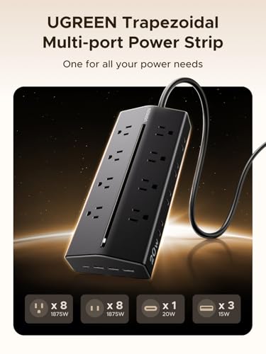 Cargador UGREEN 65W GaN USB-C con 20 en 1 regleta de corriente miniatura 3