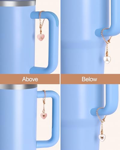Image of 2 Pack Simple Modern Simple Letter Charms for Stanley Cup /Tumbler Heart Initial ID Charm