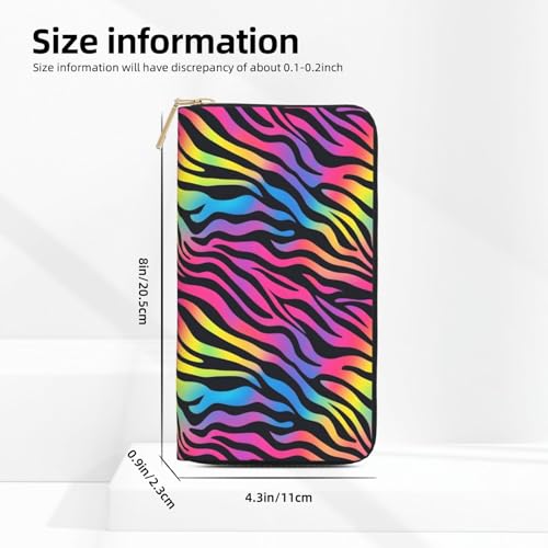 Leather Thin Slim Wallets for Women Men - Fashion Dreamy Colorful Stripes Print Card Wallet Holder with Zipper2