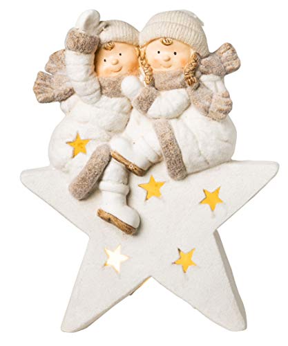 Wichtelstube-Kollektion Estrella decorativa XXL de 45 cm con niños, decoración navideña con iluminación LED, color blanco Cover