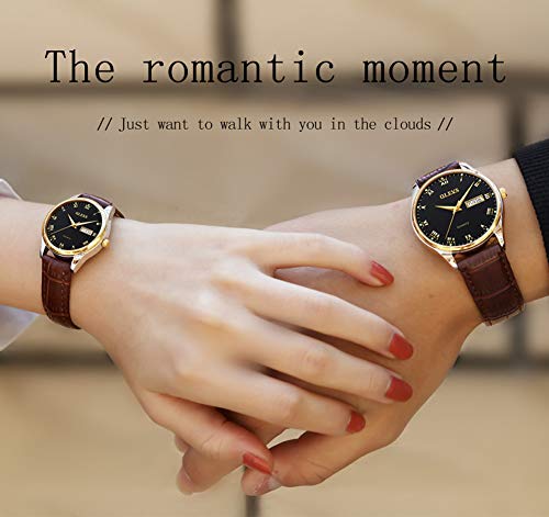 Image of OLEVS Women's Business Dress Watches for Ladies Female Brown Leather Strap Small Face Dress Analog Quartz Wrist Watch with Calendar Day Date Waterproof Luminous Gift Classic Casual Retro Band