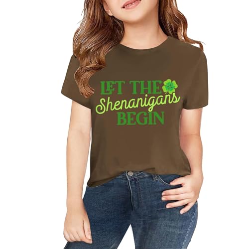 sfdgfhyf Girls and Boys Casual Short Sleeved T Shirt St. Day Middle and Large Children's Retro Personality 4t2