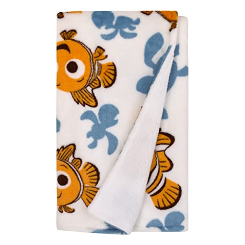 Image of Disney Finding Nemo Orange, Teal, and White Sea Turtles Super Soft Sherpa Baby Blanket