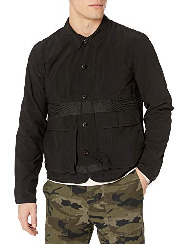 Billy Reid Men's Lightweight Water Repellant Modular Shirt Jacket, Black, X-Large