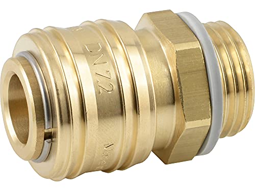 Fittingteile - Acoplamento de ar comprimido com rosca externa padrão NW 7,2, inclui anel de vedação (material: latão - Tamanho da rosca: G 1/2")