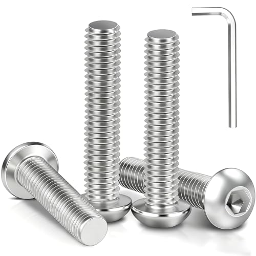 M6 Bolts 50Pcs Hex Socket Button Head Bolts 304 Stainless Steel Hex Socket Cap Screws Bolts with Wrench(M6 x 30mm)