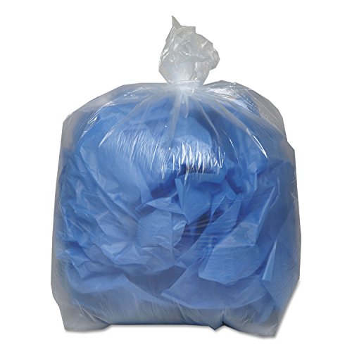 Image of Boardwalk Recycled Low-Density Polyethylene Can Liners, 33 Gallon Garbage Bags, 1.1 mil, 33 inch x 39 inch, Clear, 10 Bags /Roll, 10 Rolls /Carton
