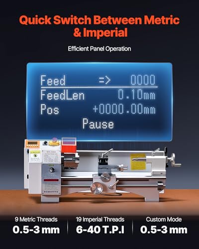 VEVOR Metalldrehmaschine 220x450 mm Tischdrehmaschine Automatischer Vorschub 2500 U/min Drehzahl 1250 W Bürstenloser Motor, mit Zubehör, Drehmaschine für die Bearbeitung von Präzisionsteilen