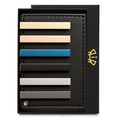 Tie Clips for Men, Shiny Necktie Tie Bar Pinch Clips, Valued Pack in a Gift Box2