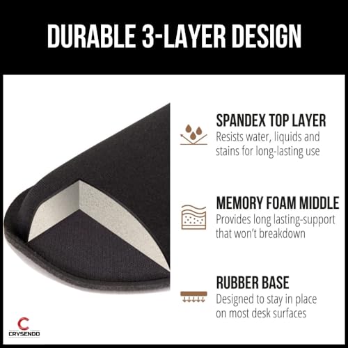Image of Crysendo Wrist Rest Pad for Keyboard & Mouse | Easy Typing & Pain Relief Memory Foam Pad | Non-Slip Arm Wrist Rest Support | Durable, Comfortable & Lightweight Palm Rest Mouse Pad (Black)