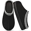 Litfun Memory Foam Slippers for Women Men Cozy Warm House Shoes Indoor and Outdoor, Black 46/47
