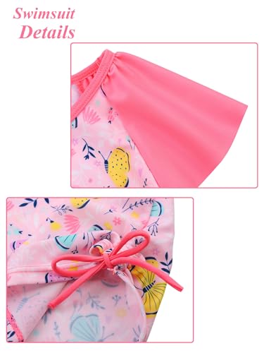 Image of Girls Rash Guard 2 Pieces Bathing Suit UPF50+ Swimsuit with Swimming Skirt Swimwear 2-14Y