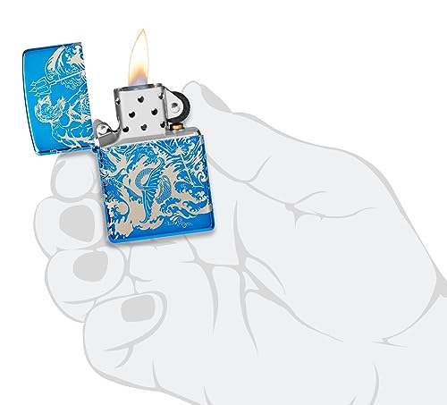 Zippo Atlantis Design High Polish Blue Pocket Lighter miniatura 6