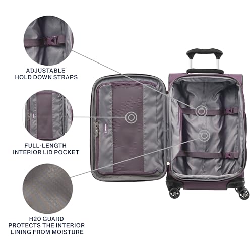 Image of Travelpro Tourlite Softside 21 inch Expandable Luggage with 4 Spinner Wheels, Lightweight Suitcase, Carry-On, Deep Purple