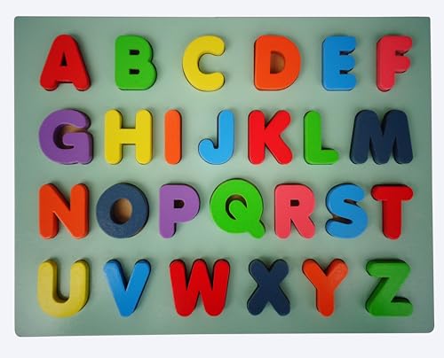 Voolex - Wooden English Alphabets Blocks for Kids 3 Years Alphabets for Kids Puzzles Learning Educational Montosseri Toy
