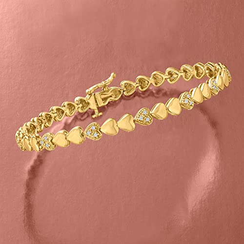 Ross-Simons 0.25 ct. t.w. Diamond Heart Bracelet in 18kt Gold Over Sterling4