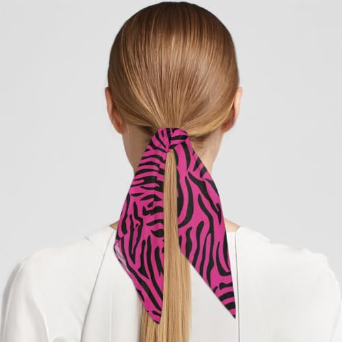 Square Head Scarf Black Pink Zebra Skin Bandana Silk Feel Like Hair Wrap Shawl Lightweight Scarves Fashion Accessories for Women Girls2