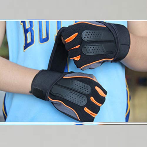 Lioobo Luvas de academia sem dedos para levantamento de peso com suporte para pulso e proteção de pa