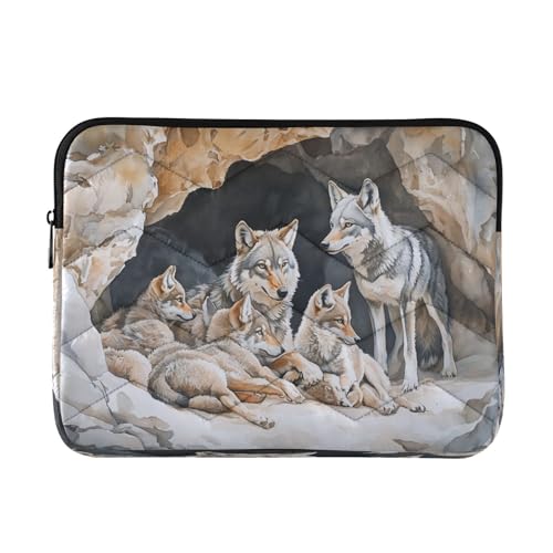 Wolf Cave Family Brown Laptop Sleeve for 13-13.3 IN Water Resistant Portable Laptop Sleeve Bag Carrying Sleeve Bags for Carry on Travel Airport