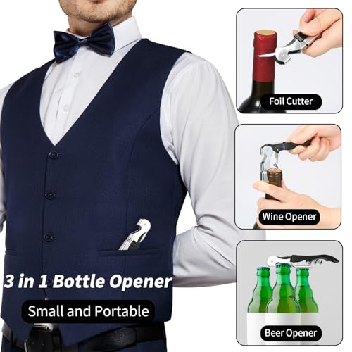 2 PCS Waiter Corkscrew Wine Opener,Upgraded Heavy Duty Wine Keys,Stainless Steel Double Hinged Wine Key for Serves,Bartenders(Black) - Image 6