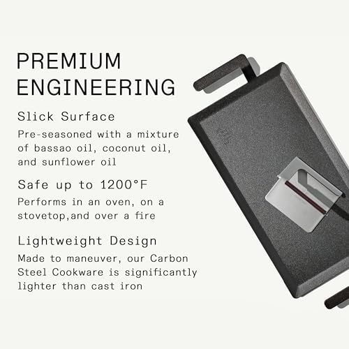 Image of Made In Cookware - Carbon Steel Griddle + Grill Press - Professional Cookware - Crafted in Sweden - Induction Compatible