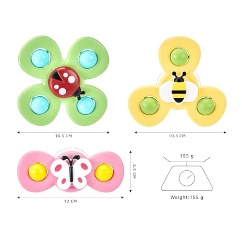 Image of ToyTastic Strong Suction Cup Fidget Rotating Sensory Hand Spinner Toys 6 12 18 Months Airplane Car Travel Table & Window Toys (Snail Design)