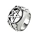 Lieson Anillos de acero inoxidable para hombres, anillos de compromiso para hombre, garra con pentagrama estrella anillos plata para hombre, Acero inoxidable