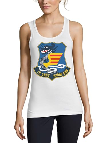 Camiseta sin mangas de algodón Emblem of South Vietnam Air Force para mujer en color blanco
