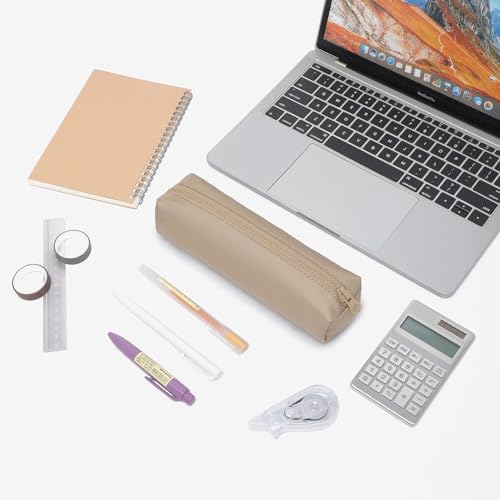 Image of Pencil Case Small Zipper Pen Pouch for School Office Art Supplies Stationery Organizer Bag for Pens Markers(Khaki /Oxford)