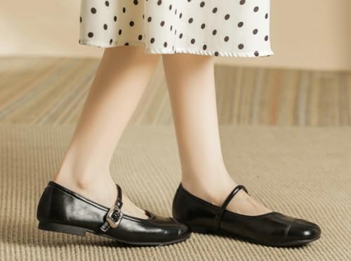Hycurey Mary Jane Flats for Women Classic Round Toe Women Dressy Comfort Ankle Strap Flats for Commute Daily Wear 7