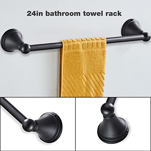 Newfun 2Pcs 24 Inch Matte Black Towel Bar Sus304 Stainless Steel Towel Holder Wall Mounted, Towel Racks For Bathroom, Kitchen #TOP1