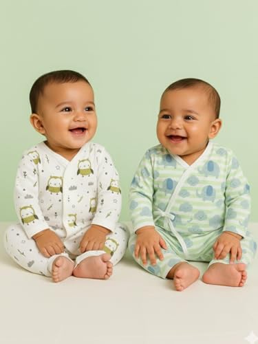 Image of The Mom Store Baby Romper Jabla Style Combo For Boys And Girls | Cotton | Soft Infant Bodysuit | Trendy Stylish Sleepwear For Newborn Baby | Printed | Unisex Comfortable Everyday Baby Wear