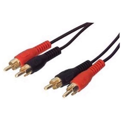 2 x RCA/Phono Plugs to 2 X RCA/Phono Plugs GOLD 5 Mtr Cover