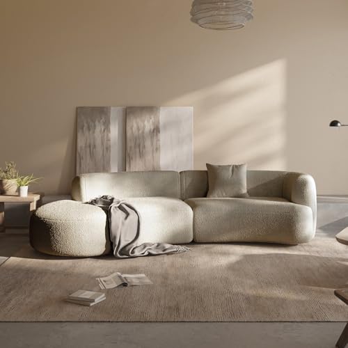 Image of Acanva Formia Boucle Curved Sectional Couch for Living Room
