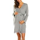 Ekouaer Women's Robe Maternity Sleepwear Pregnancy Nightgown Nursing Soft Kimono Bathrobes