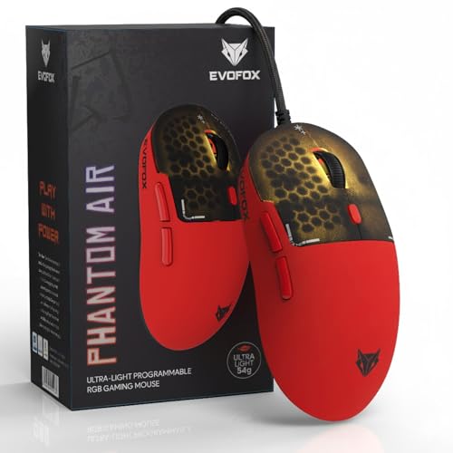 Image of EvoFox Phantom Air Ultra Lightweight Gaming Mouse | Upto 1000Hz Polling Rate, 7000 FPS, 12800 DPI | Honeycomb RGB Lighting | Fully Programmable with Windows Software & On-Board Memory | Red