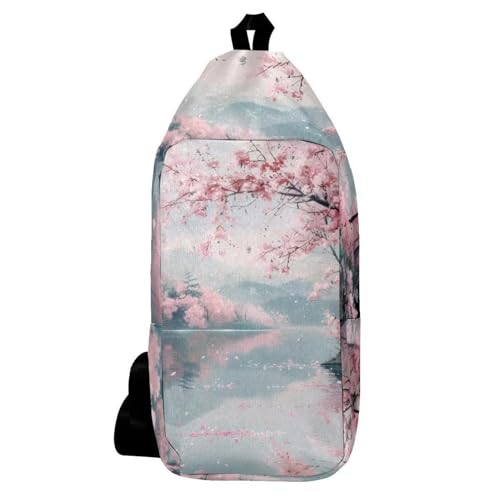 Sac à dos à bandoulière motif fleurs de cerisier, finitions soignées