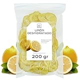 Limon Deshidratado Con Azucar 200 gr - Rodajas de Limon para Coctel - Limon Seco - Fruta Deshidratada - Sin Gluten (Limón con Azúcar)