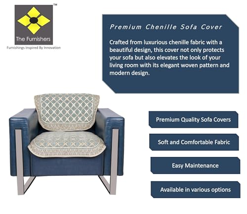 Image of Premium Chenille Woven Anti-Slip 1 Seater Sofa Cover | L-Shape Sofa Seat Protector for Living Room | Durable & Stylish Slipcover - Teal